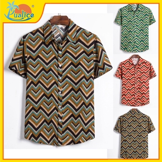 2020Áo Sơ Mi Nam Tay Ngắn Men's Hawaii Short-sleeved Shirt Large Size Hit Color Short-sleeved Shirt Trend Beach Casual Shirt Men