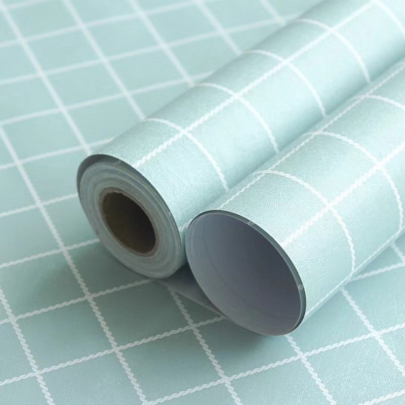 Giấy dán tường 3d Caro - decal giấy trơn có sẵn keo khổ 45cm, chống thấm nước trang trí phòng khách, bàn tủ