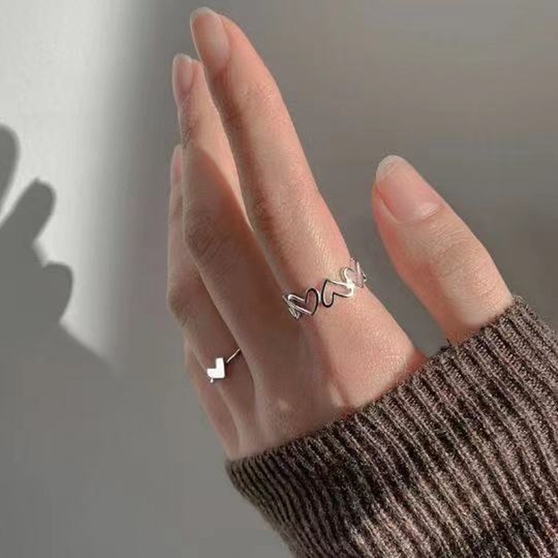 Nhẫn mạ bạc trang trí hình trái tim nhỏ thời trang Hàn Quốc chất lượng cao