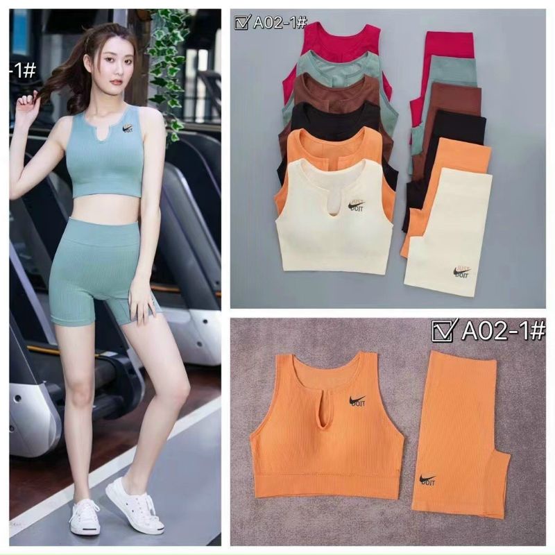 bộ quần áo tập gym yoga nữ bộ đùi (kèm mút)