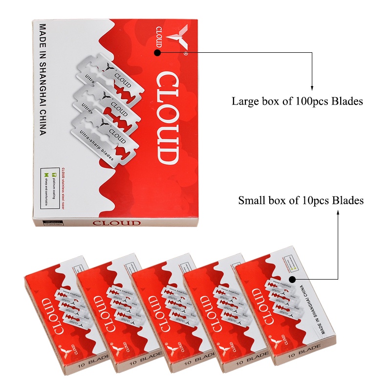 Set 10/20 Lưỡi Dao Cạo Râu Hai Mặt Bằng Thép Không Gỉ C0011A Dành Cho Nam