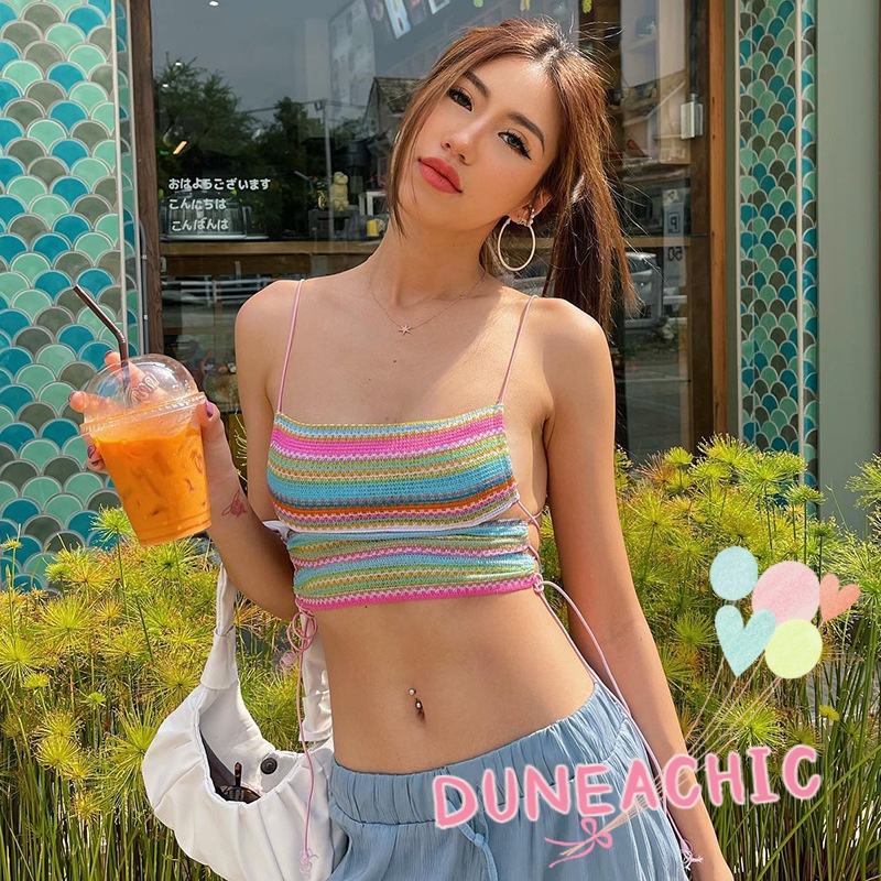 DUNEA Áo Hai Dây Màu Sắc Thời Trang Cho Nữ