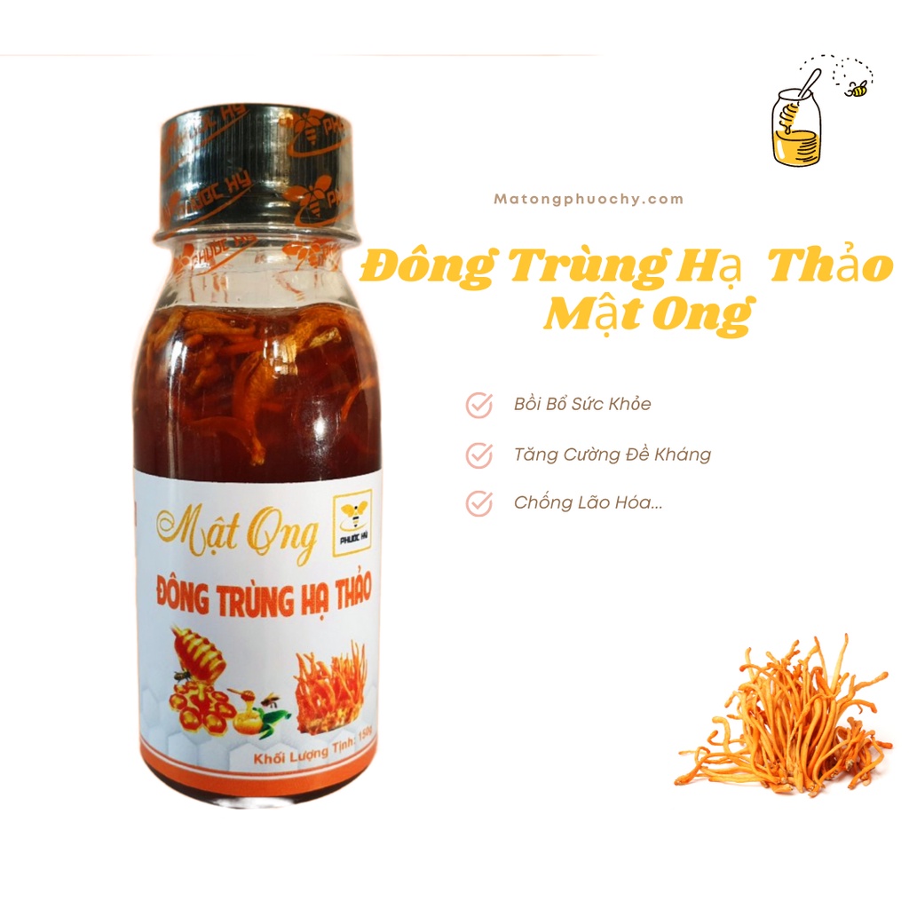 Đông trùng hạ thảo ngâm Mật ong nguyên chất hỗ trợ sức khỏe thiên nhiên nguyên chất Phước Hỷ 100ml
