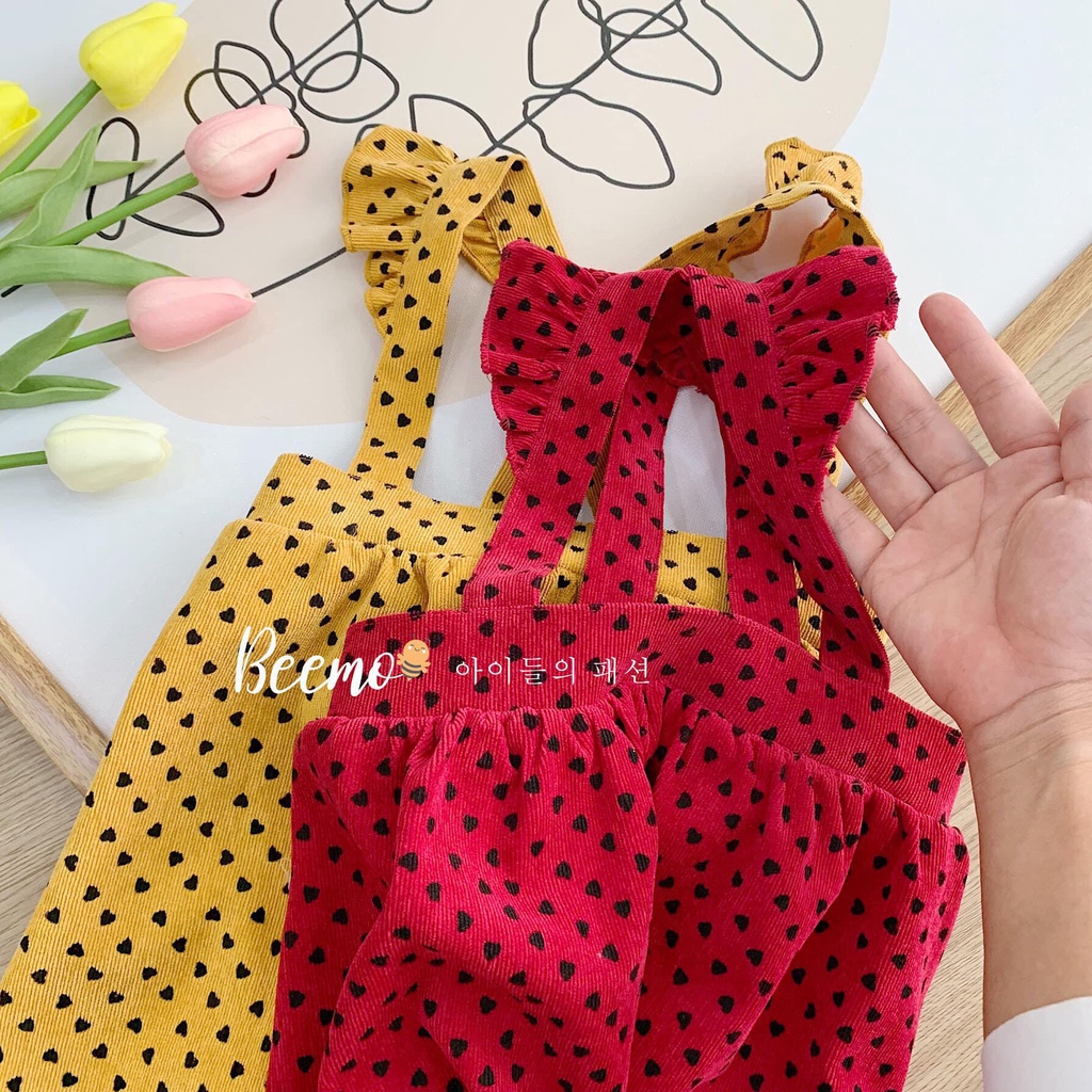 Set váy nhung tăm chấm bi 3 chi tiết