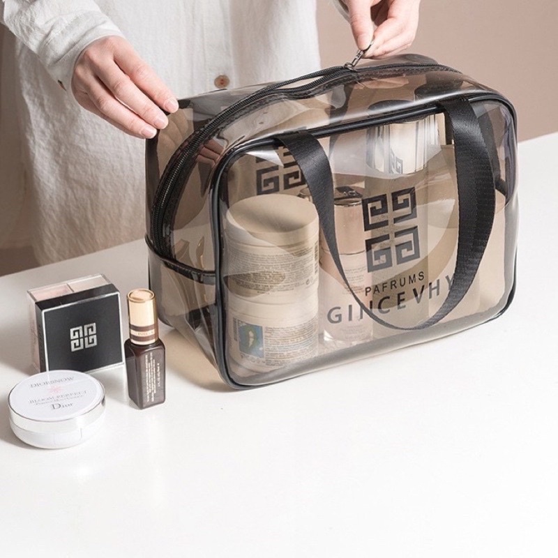Set 3 túi đựng mỹ phẩm đồ trang điểm cá nhân trong suốt du lịch có nhiều kích cỡ