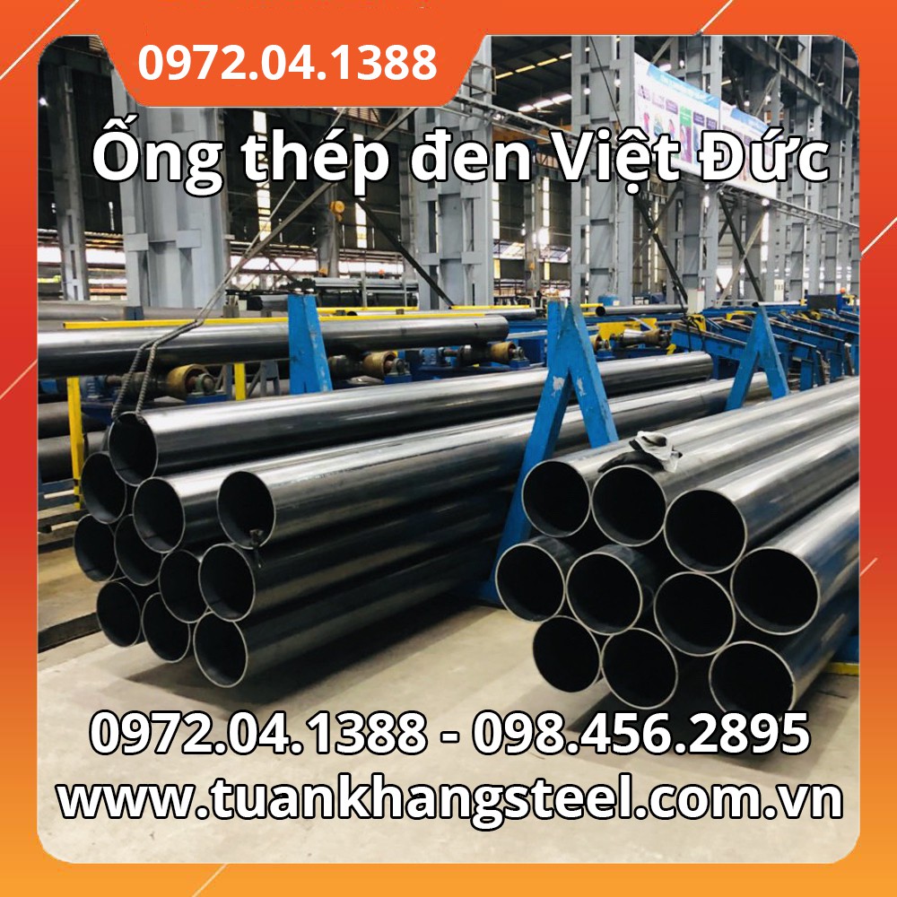 Ống thép đen Việt Đức PhiØ21, Ø27, Ø34, Ø42, Ø48, Ø60, Ø76, Ø88, Ø113, Ø141, Ø168, Ø219 50cm 1 cây