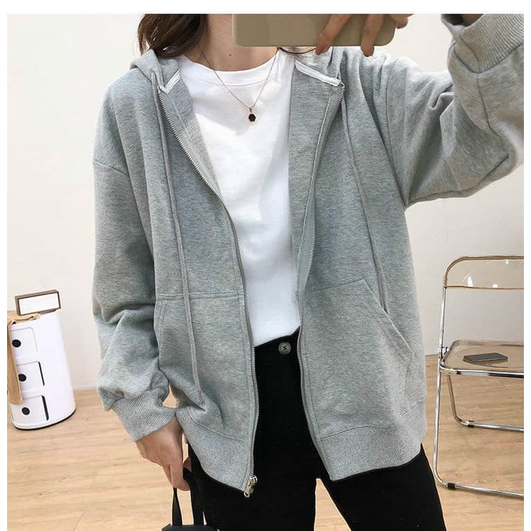 Áo Khoác Nỉ Màu , Dây Kéo Đơn Giản- (45~65kg)- Y Hình
