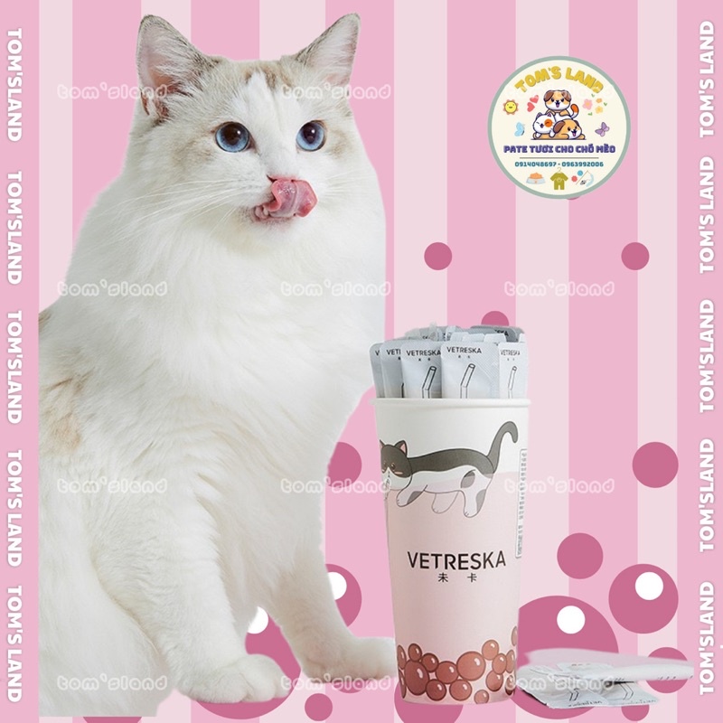 Soup Thưởng Vetreska Trà Sữa 🥤 - Siêu Ngon - Kích Thích Ăn Uống - Chăm Sóc Lông - Hỗ Trợ Tiêu Hoá