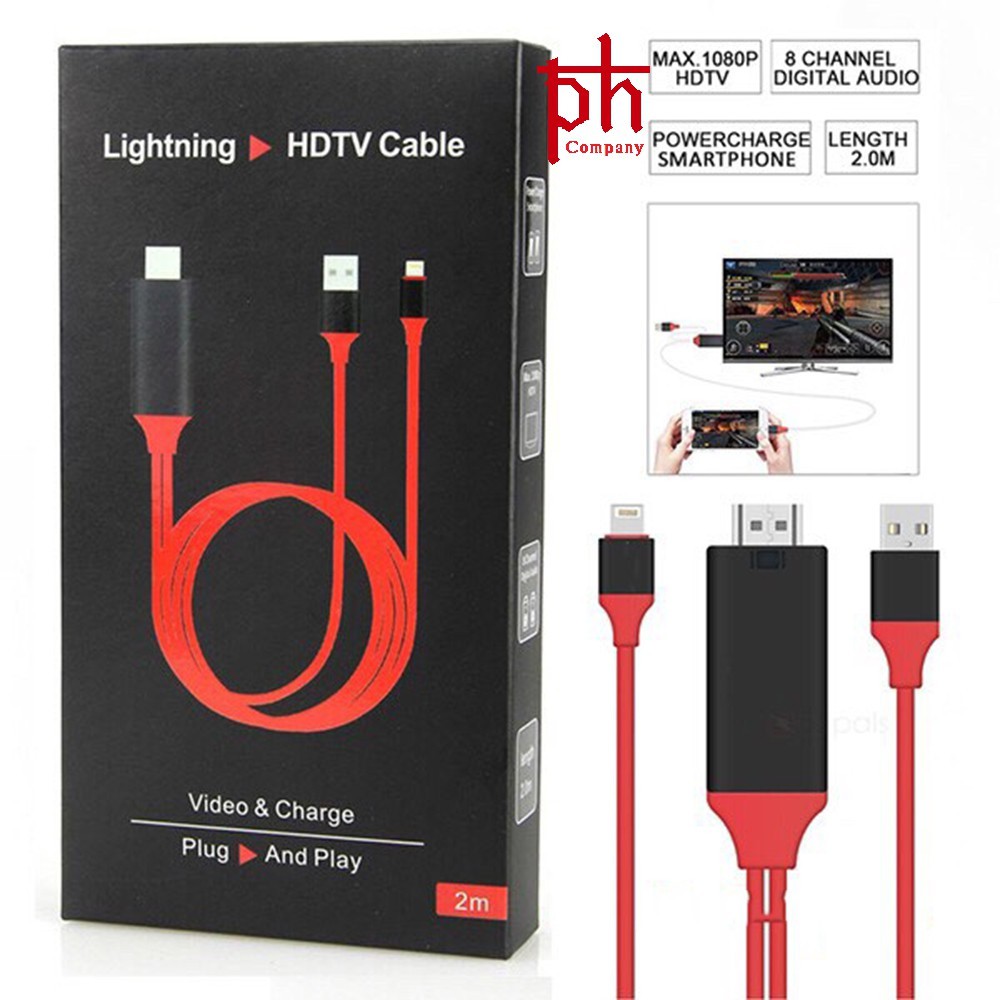 Cáp Hdmi kết nối từ điện thoại lên tivi cho điện thoại iphone ipad full HD không cần cài phần mềm