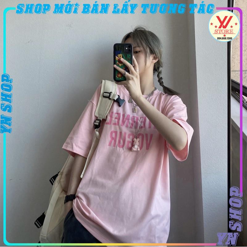 Áo thun tay lỡ form rộng  VOGUR, áo phông unisex màu  chất cotton 100% đl 240 gsm hồng cá tính JASHOP