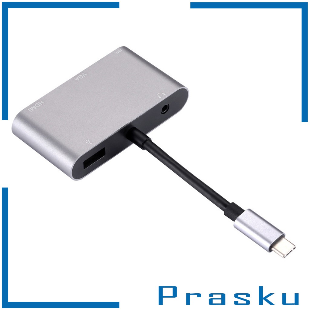 [PRASKU] 5in1 USB C Hub Type C To 4K HDMI USB 3.0 2.0 PD VGA Port Adapter Converter