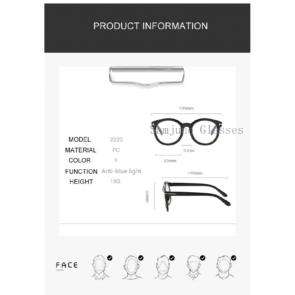 Kính râm Samjune thiết kế gọng tròn phong cách Retro xinh xắn cho nam nữ