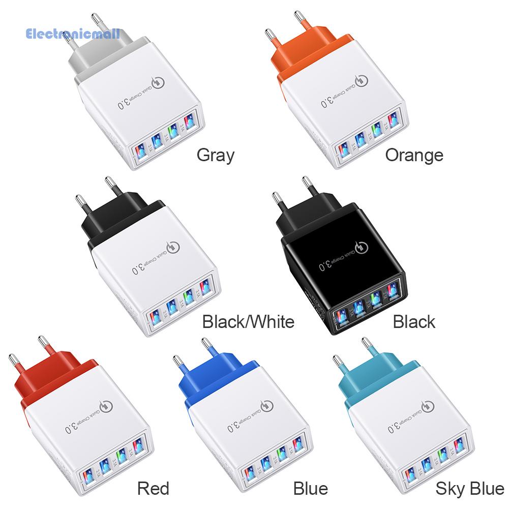 Củ Sạc Nhanh Qc Eu 4 Cổng Usb 5v 3a Cho Điện Thoại