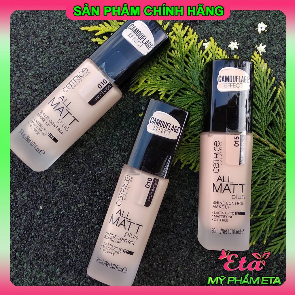 Kem nền Catrice ALL MATT PLUS 18h mỏng mịn, không bí da 30ml