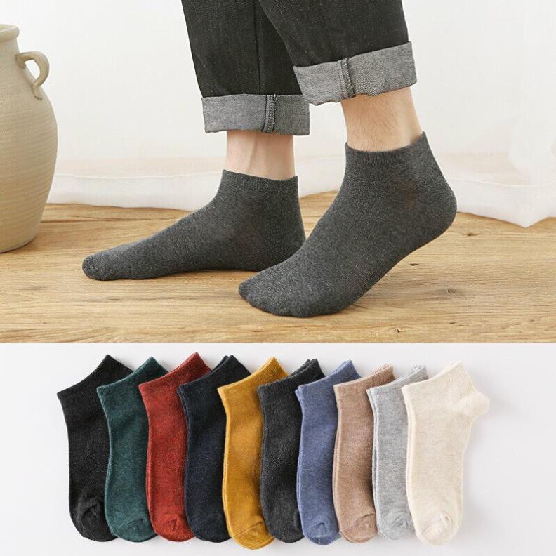 Set 10 Đôi Tất Cổ Ngắn Unisex Đa Sắc Chống Hôi Chân H8 Vitage