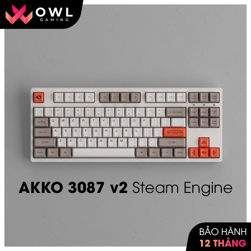 Bàn phím cơ AKKO 3087 v2 Steam Engine (Akko sw v2 / Foam tiêu âm / Keycap Việt Nam) - Hàng chính hãng, bảo hành 12 tháng