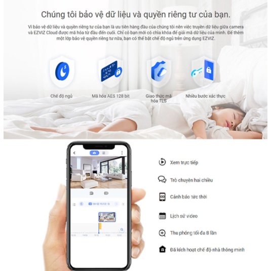 Camera wifi Ezviz mini CS-C1C-B Full HD 1080P Chính hãng chuẩn nén H265 mới , Đàm Thoại 2 Chiều .