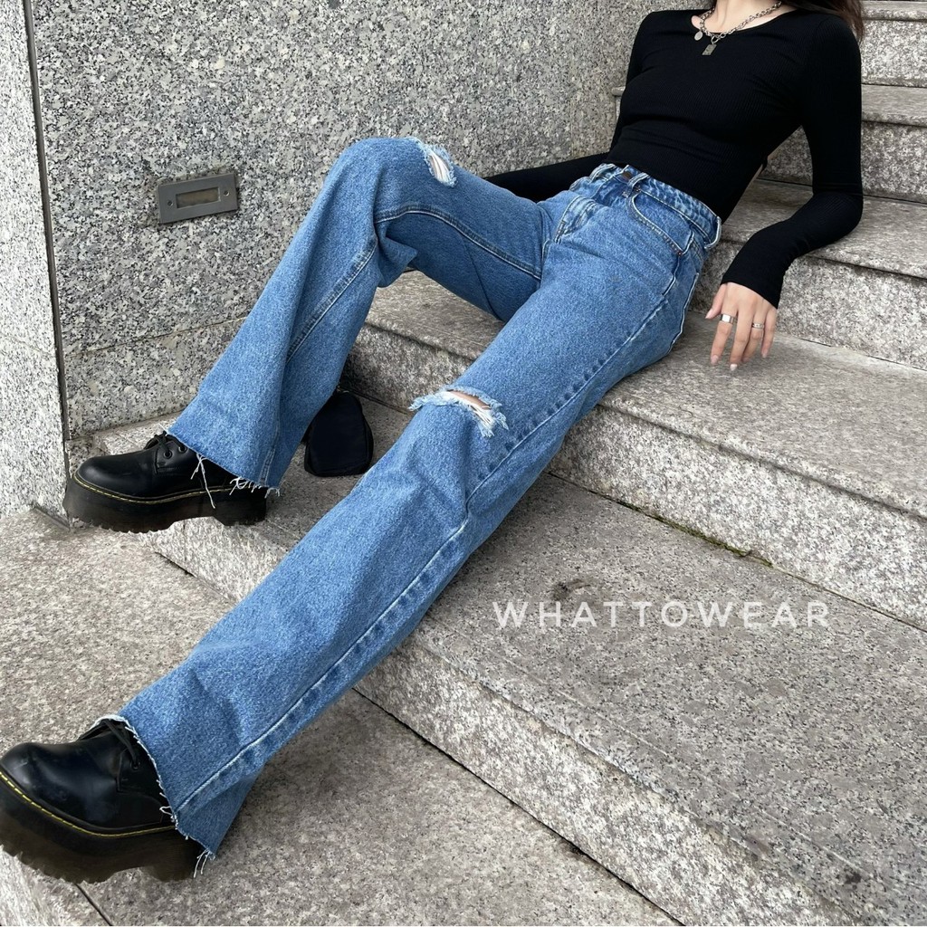 [Mã SKAMSALE06 giảm 10% tối đa 100K đơn 150K] Quần jeans 1970s rách gối