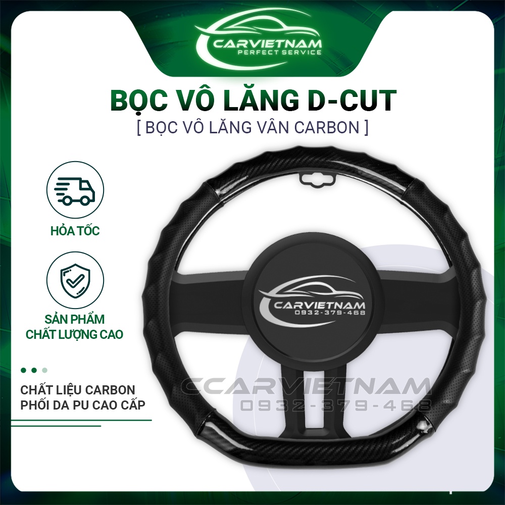 Bọc Vô Lăng Ô Tô D Cut KIA Sonet, Seltos, Ford Territory và Vinfast Vân Carbon Cao Cấp