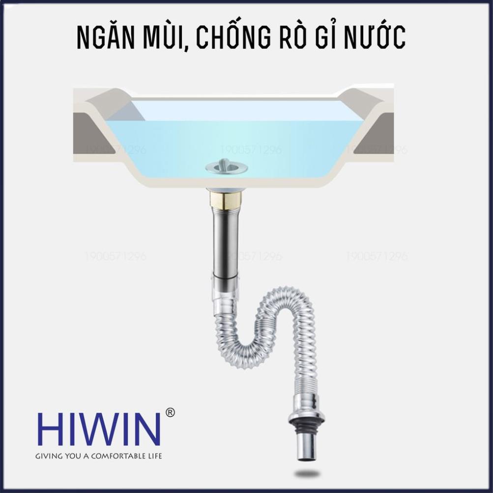 Bộ xả lavabo, xiphong chậu rửa mặt nắp lật đồng mặt gương không có lỗ chống tràn HIWIN PG-3027