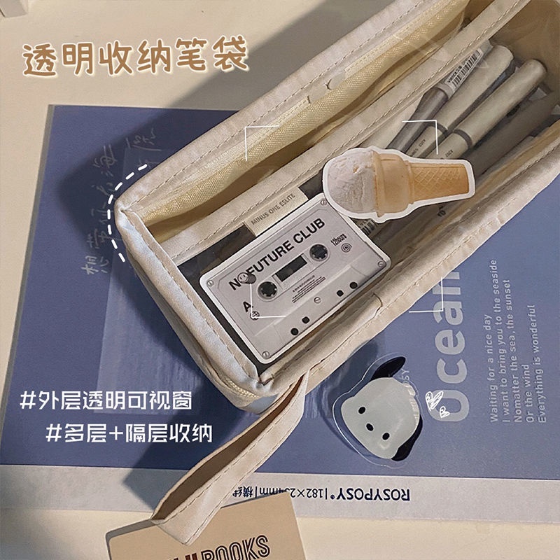 Túi Đựng Bút Trong Suốt Cỡ Lớn Chống Thấm Nước Tiện Dụng Cho Học Sinh Ốp