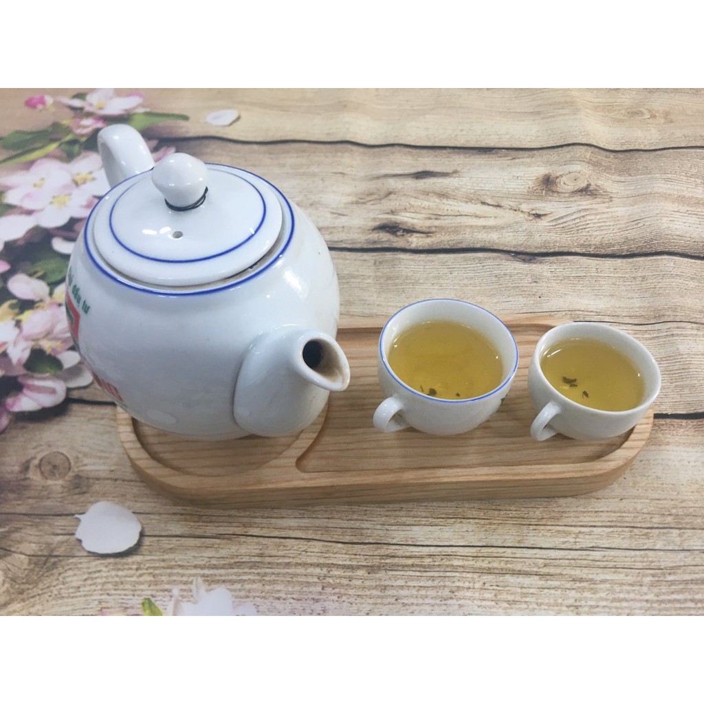 Khay trà bằng gỗ Thuần Thiện đơn giản hình oval có 2 ngăn, khay gỗ ấm chén trà, đồ ăn, thực phẩm, decor, chụp ảnh