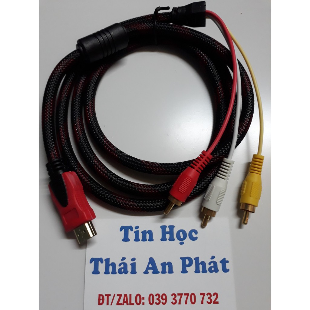 Cáp chuyển HDMI ra 3 AV-RCA,dài 1.5m, dùng cho HDTV, DVD Player, Đầu thu Tivi...