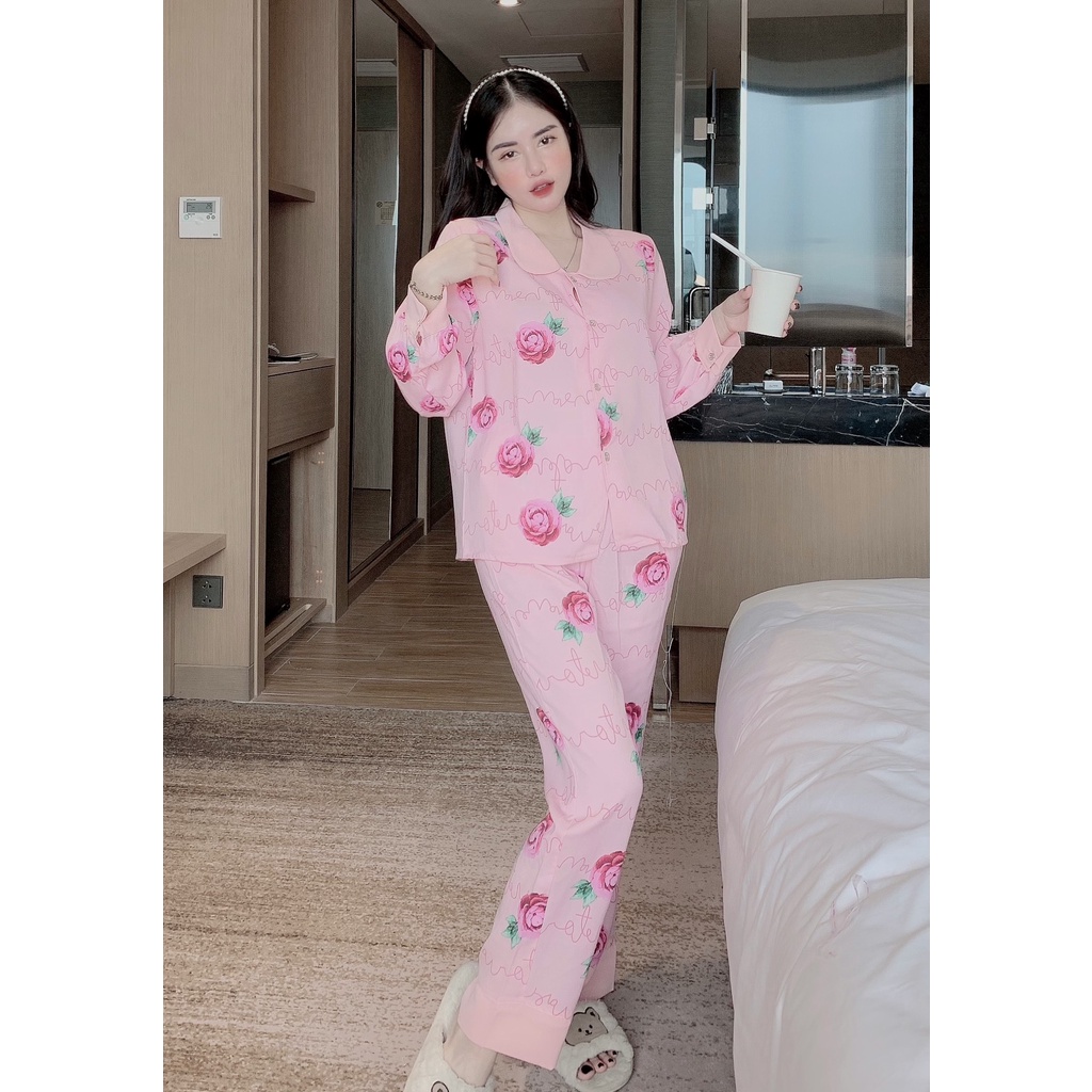 Đồ Bộ Pijama Nữ Lụa Mango Cao Cấp,Tay Dài Quần Dài,Mát Mịn,Mềm Mượt