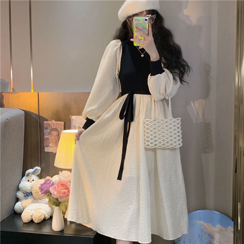 Váy babydoll váy dài đầm babydoll váy dài tay thu đông Đầm Dáng Chữ váy mùa đông váy thu đông A Dáng Rộng Phong Cách Ngọt Ngào Thời Trang Thu Đông Mới Cho Nữ