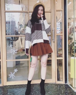 [Ảnh thật] Chân váy dạ xếp ly