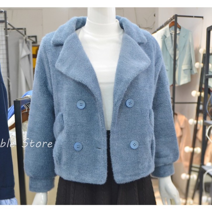 Áo dạ lông cao cấp 4 cúc màu be, xanh. | BigBuy360 - bigbuy360.vn