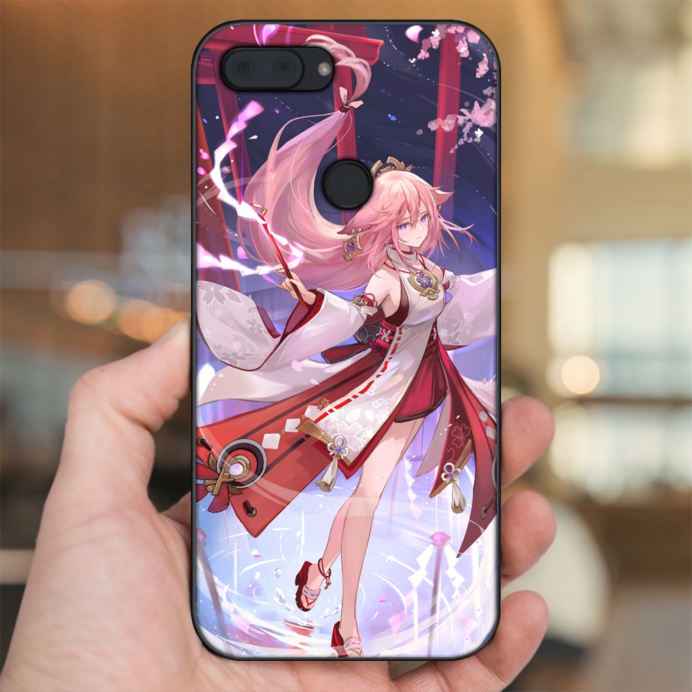 Ốp lưng Xiaomi Mi 8 Lite viền đen in hình Yae Miko Genshin Impact