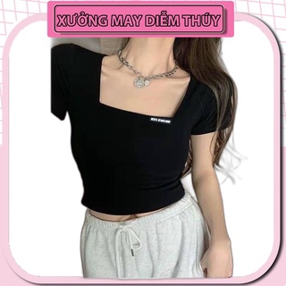 Áo croptop cổ u thêu gân ao05
