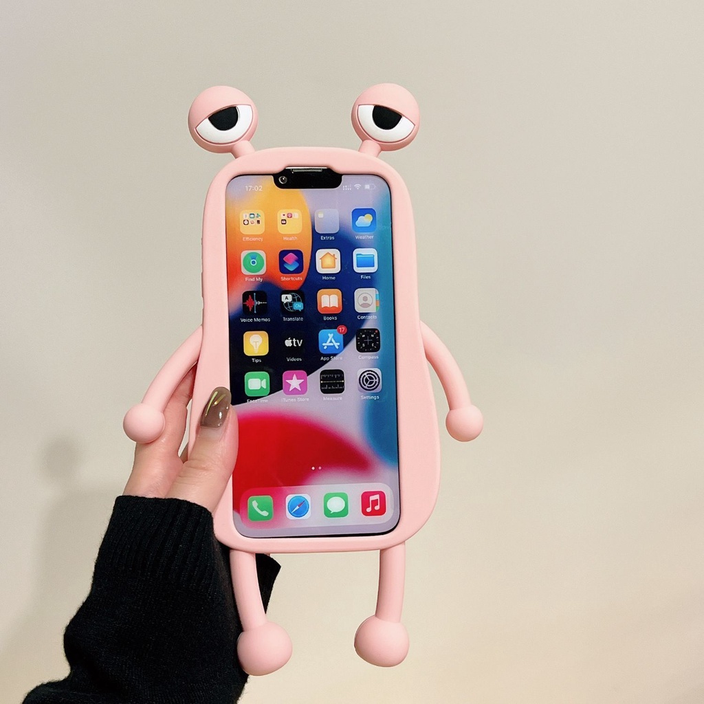 Ốp Điện Thoại Silicon Hình Ếch Hồng Cho iPhone x / xs / se / xr / 11 / 12 / 13 / 14 / pro / max