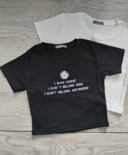Áo croptop ôm thêu hoa cúc, hình thật 3 ảnh cuối