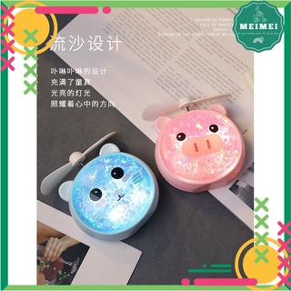Quạt sạc mini hình heo,gấu,mèo cute có đèn led
