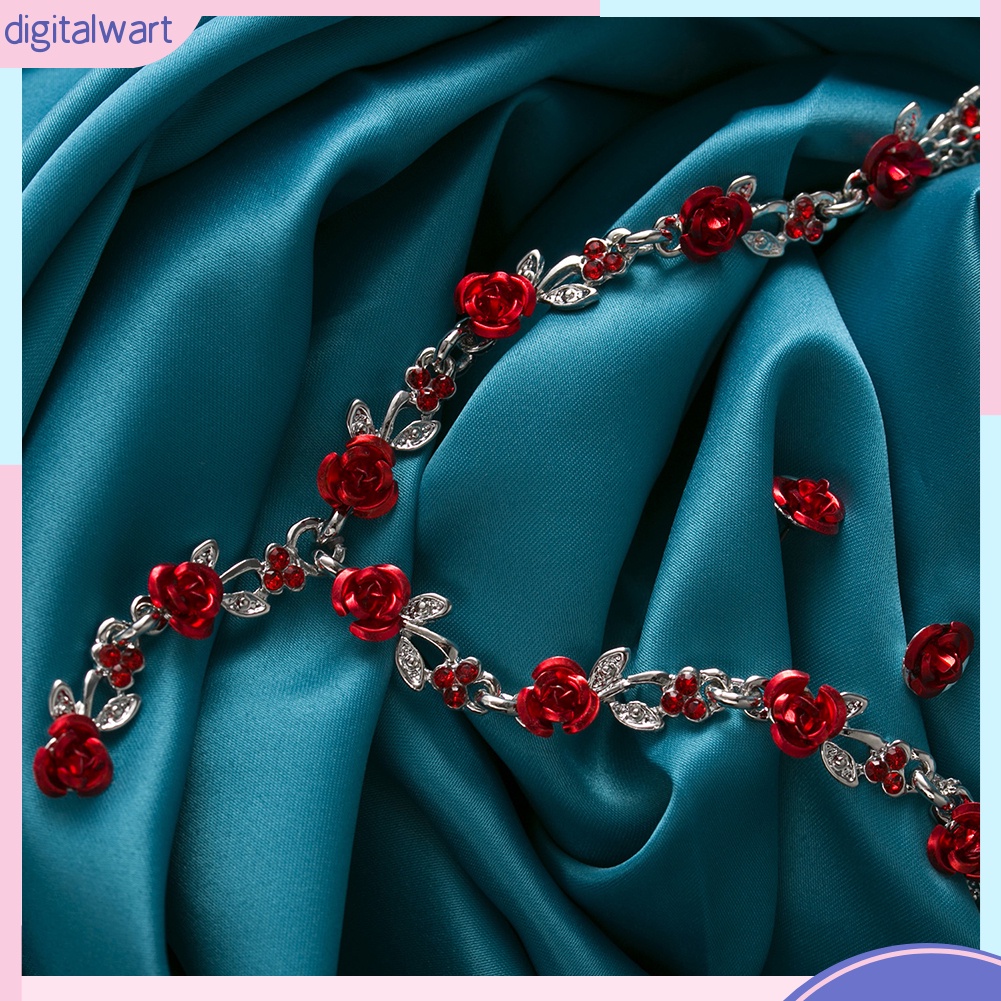 Set 2 Vòng cổ Và Đôi Bông Tai Hình Hoa Hồng Thời Trang Cho Nữ