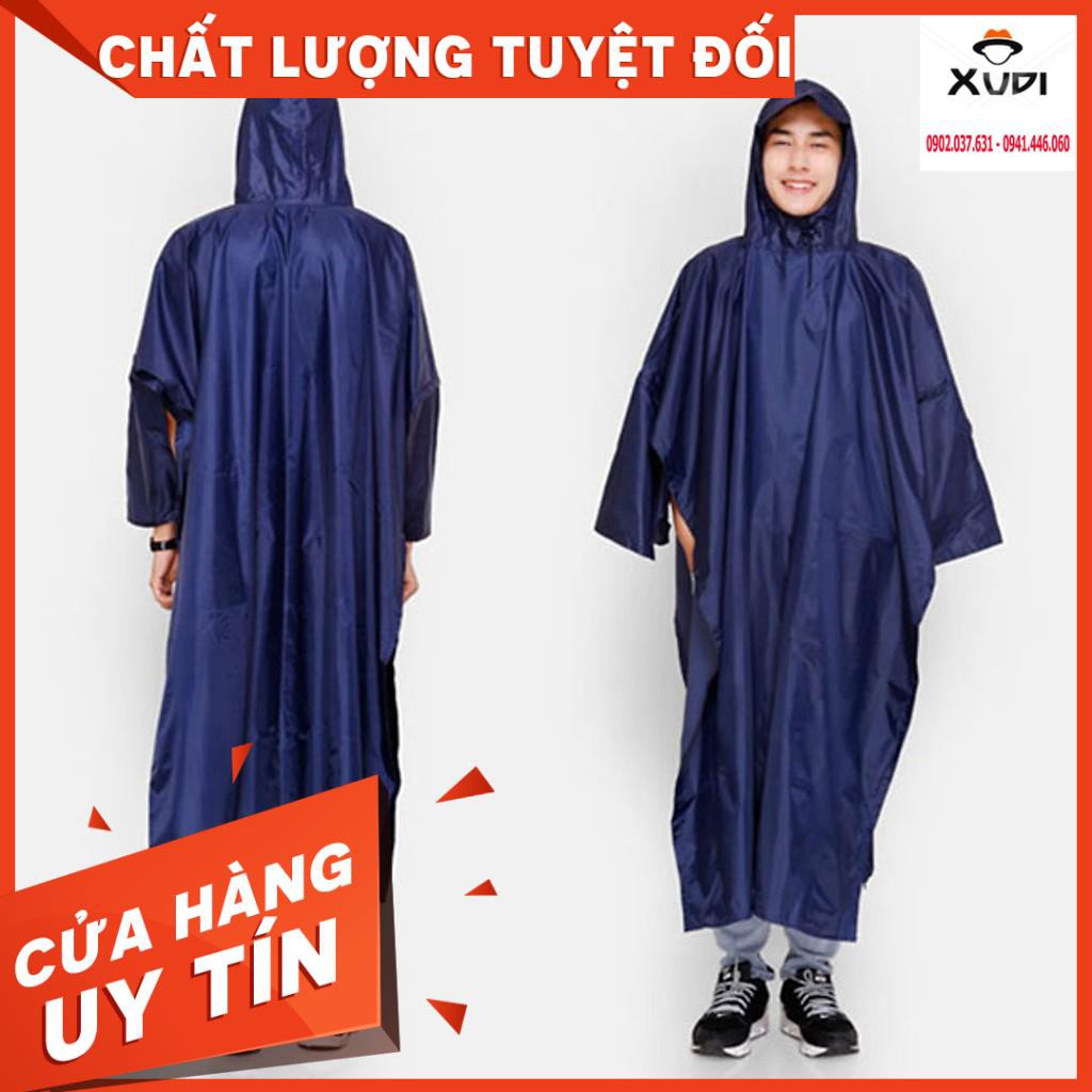 Áo Mưa Vải Dù Xẻ Tà Cánh Dơi Dài 1m4 Chống Thấm Cao Cấp