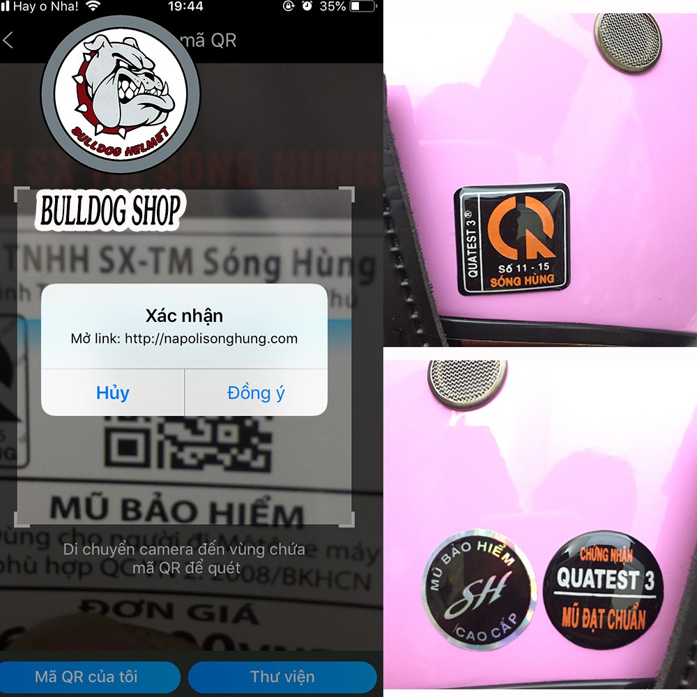 MÃ QR KIỂM TRA CHÍNH HÃNG - Mũ bảo hiểm 3/4 Napoli Sh Ruby new