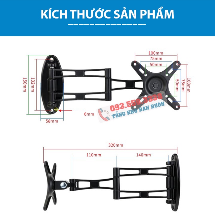 Giá Treo Màn Hình Gắn Tường ErgoTek S13 17 - 27Inch  - Xoay 360 Độ - Hợp Kim Nhôm Cao Cấp