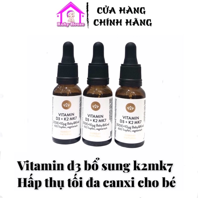 [Chính hãng] Vitamin D3 K2 MK7 Sunday Natural Đức 20ml