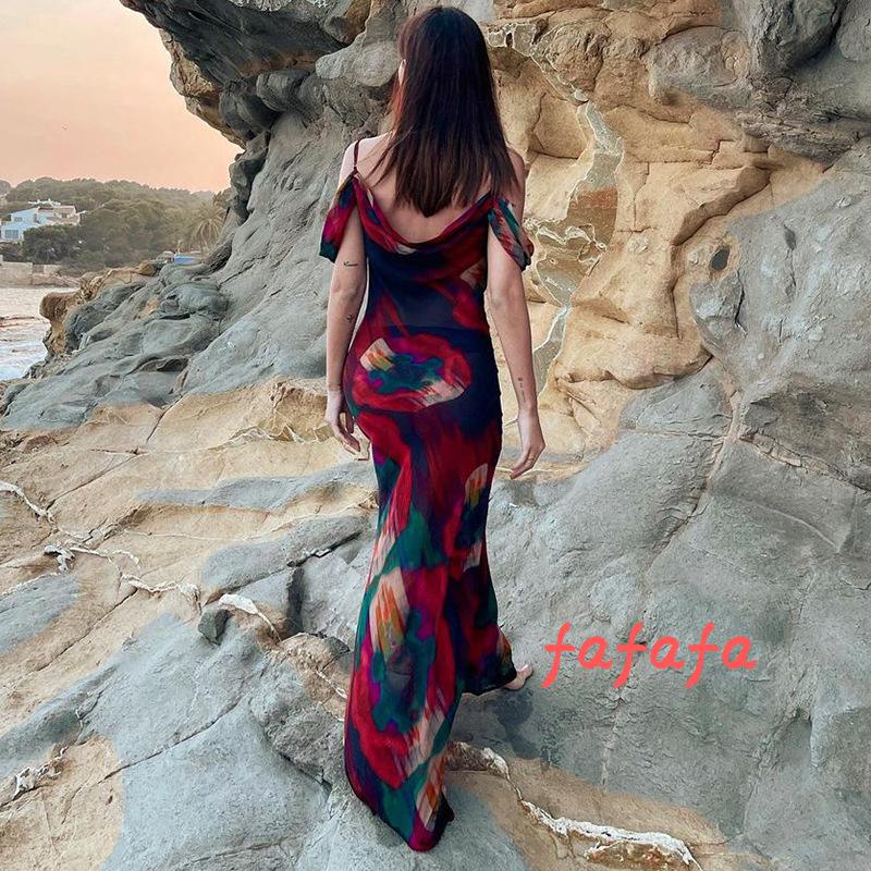 Đầm Dài Không Tay Mềm Mại In Họa Tiết Thời Trang Cho Nữ