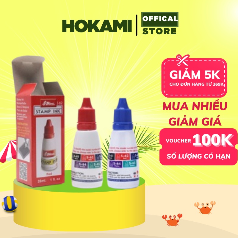 Mực dấu Shiny màu xanh, đỏ - văn phòng phẩm - HOKAMI STORE