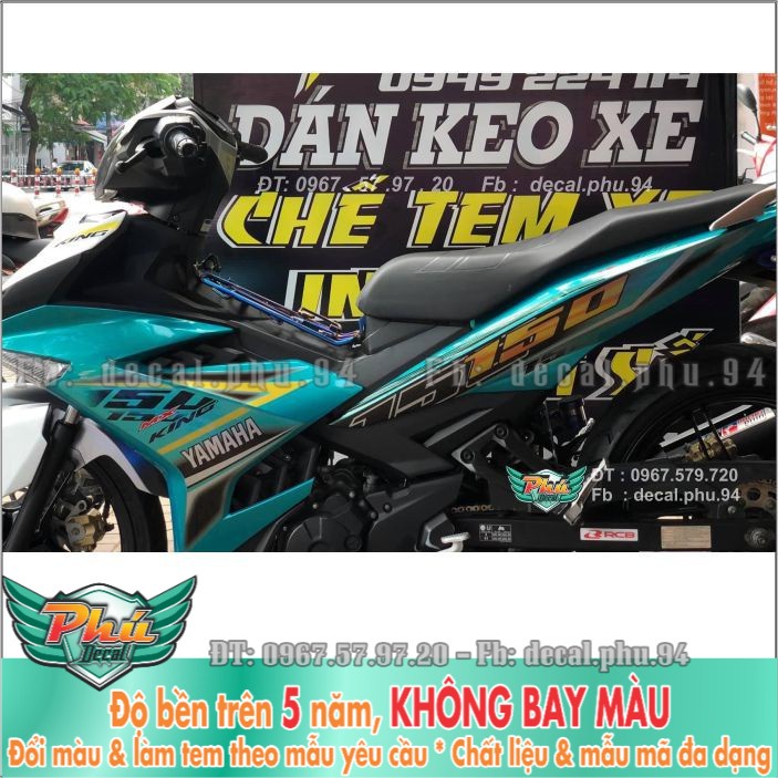 Tem rời Exciter 150 phối xanh lục bảo Crom (H) -1