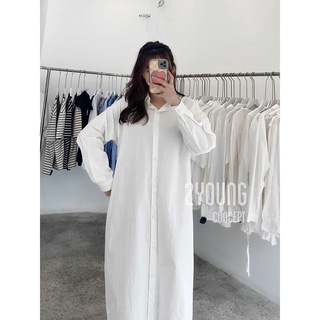 Đầm sơ mi tay dài [2YOUNG] D901 (ảnh thật)