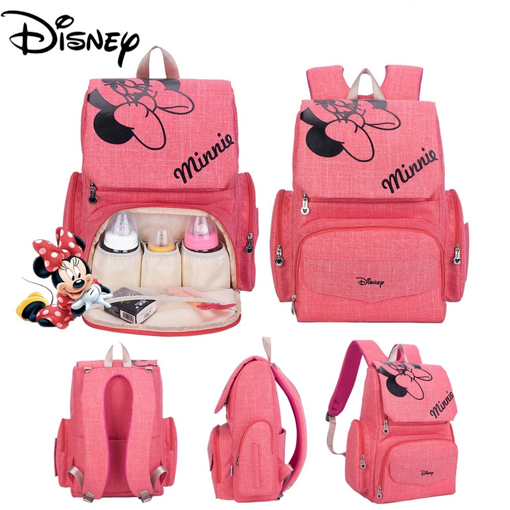 Disney Mickey Minnie tã Túi Ba lô Mommy túi thai sản đẩy Túi chống thấm nước bé Thay đổi Bag Công suất lớn Fashonable
