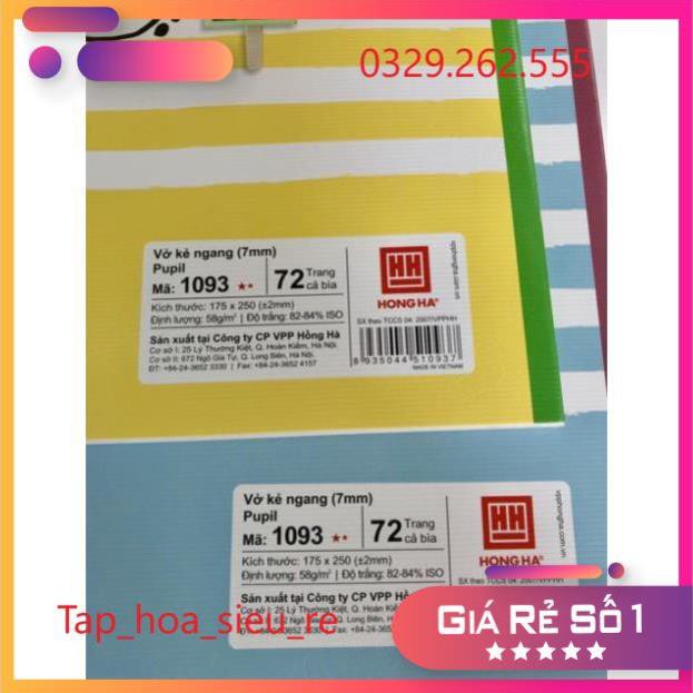 (Rẻ Vô địch) Set 10 Vở kẻ ngang Hồng Hà 72tr mẫu mới kem, 4 mùa