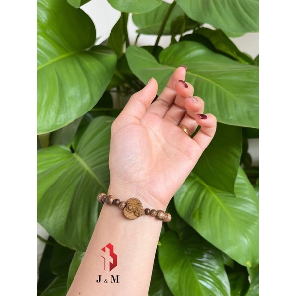Vòng Tay Thời Trang, Chuỗi Trầm Hương Tốc Tự Nhiên Mix Charm Trái Tim Đức Mẹ