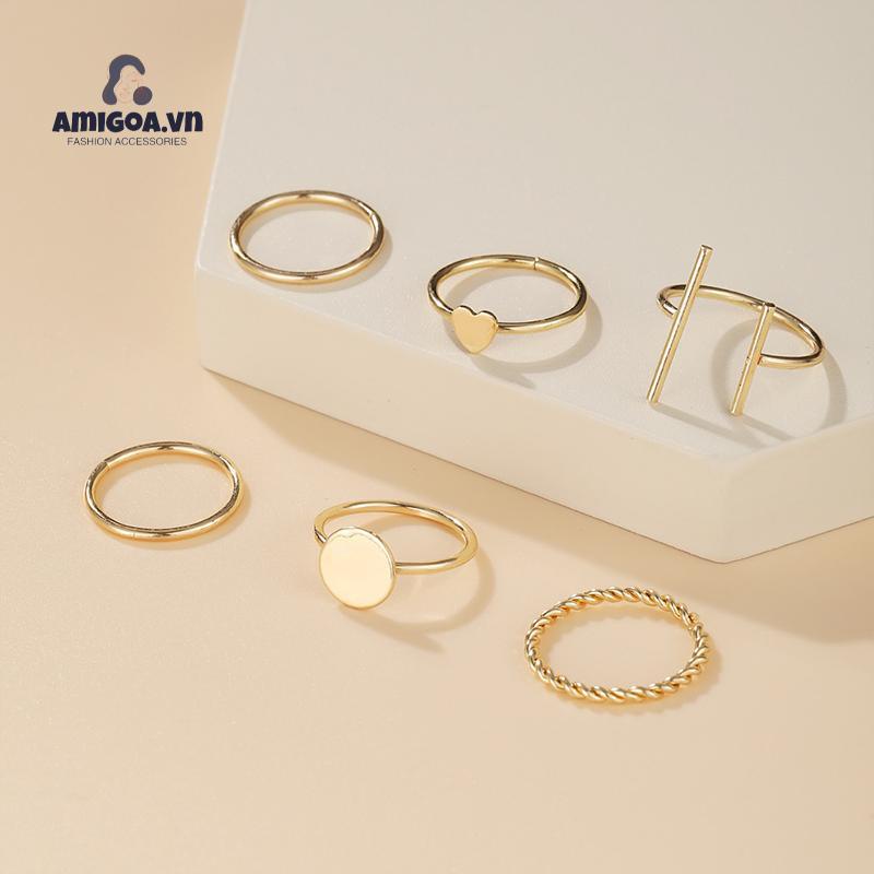 ✨✨Set 6 Nhẫn Đeo Khớp Ngón Tay Hợp Kim Phong Cách Vintage Sáng Tạo