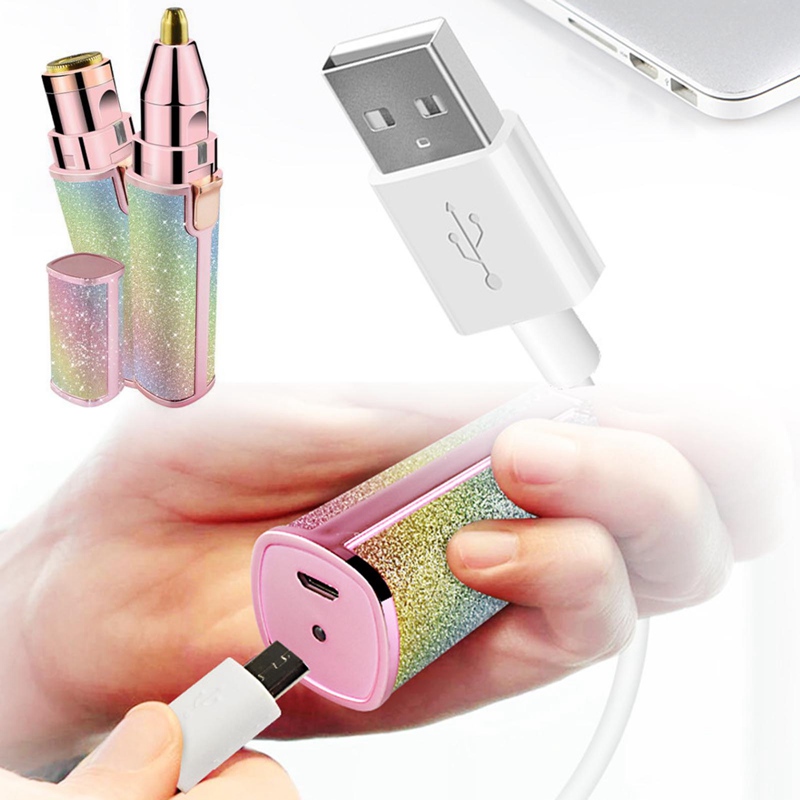 (Hàng Mới Về) Máy Cạo Lông Mày Sạc Usb 2 Trong 1 Nhiều Màu Sắc